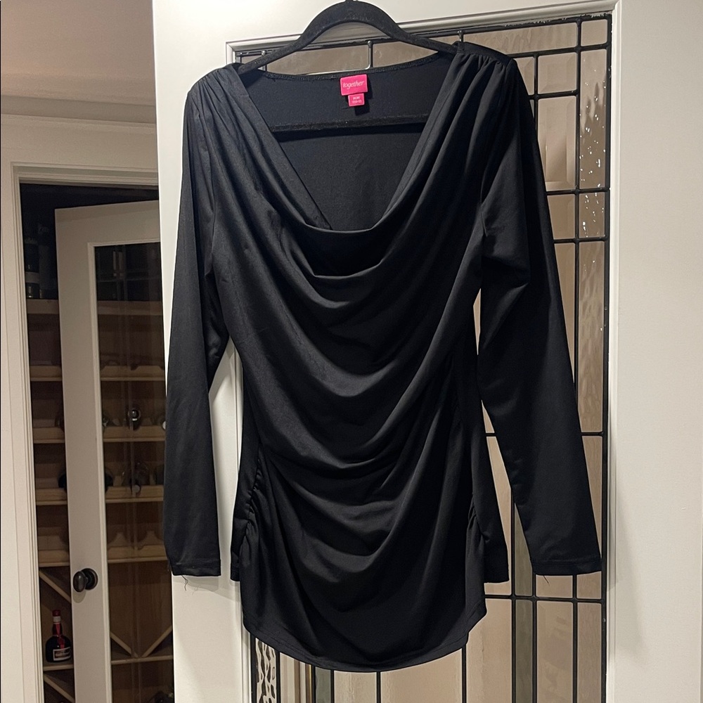 Together Black Draped Blouse